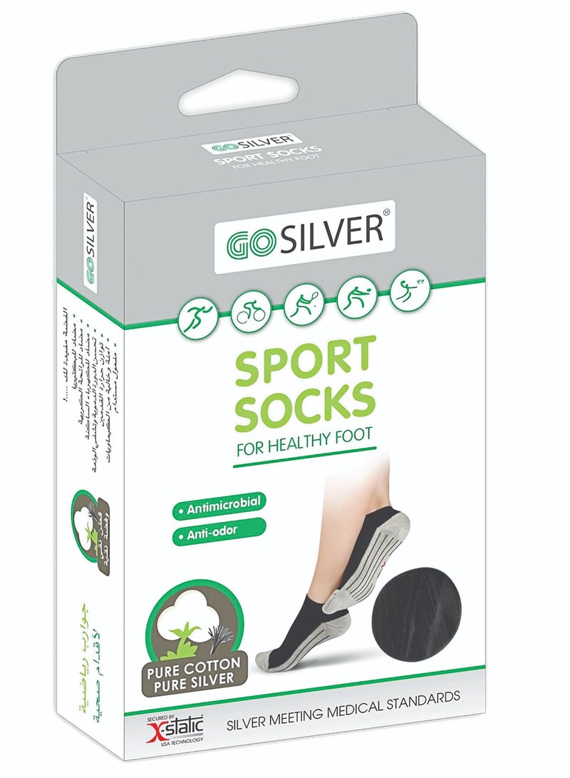 GO SILVER Sport Socks Black 39/42 - Image 1