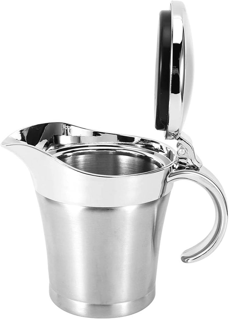 750ML Gravy Boat, Satin Stainless Steel Gravy Warmer, Double Wall Insulation, Thumb Operated Lid, Non Drip Spout, Insulated Sauce Boat, for Thanksgiving, sauces, cream - Image 3