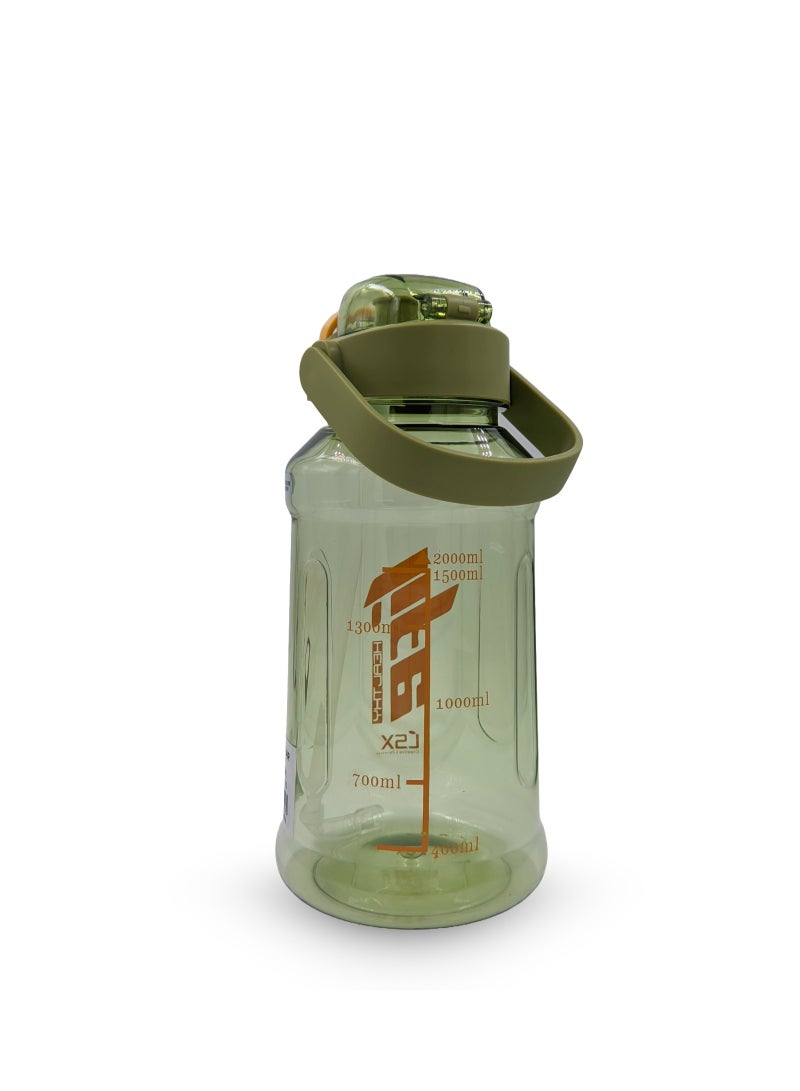 Generic Premium 2.0L Water Bottle with Orange Typography (Detachable Straw) - Image 2
