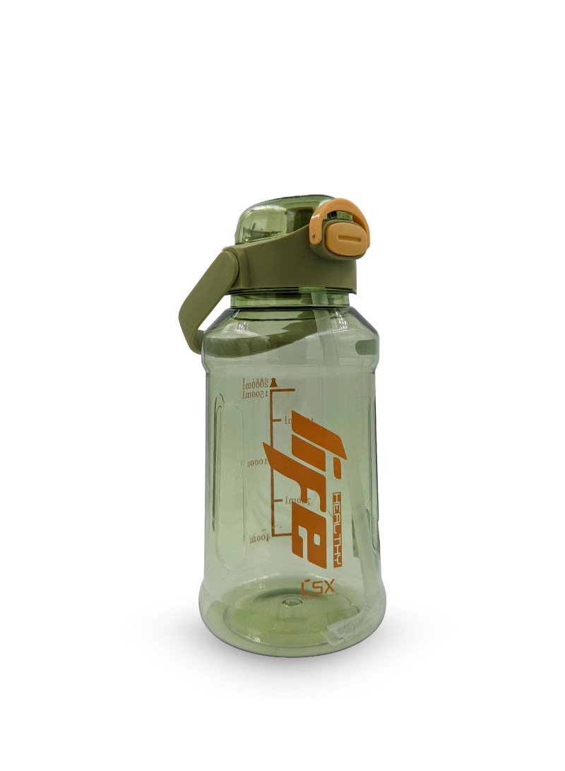 Generic Premium 2.0L Water Bottle with Orange Typography (Detachable Straw) - Image 1