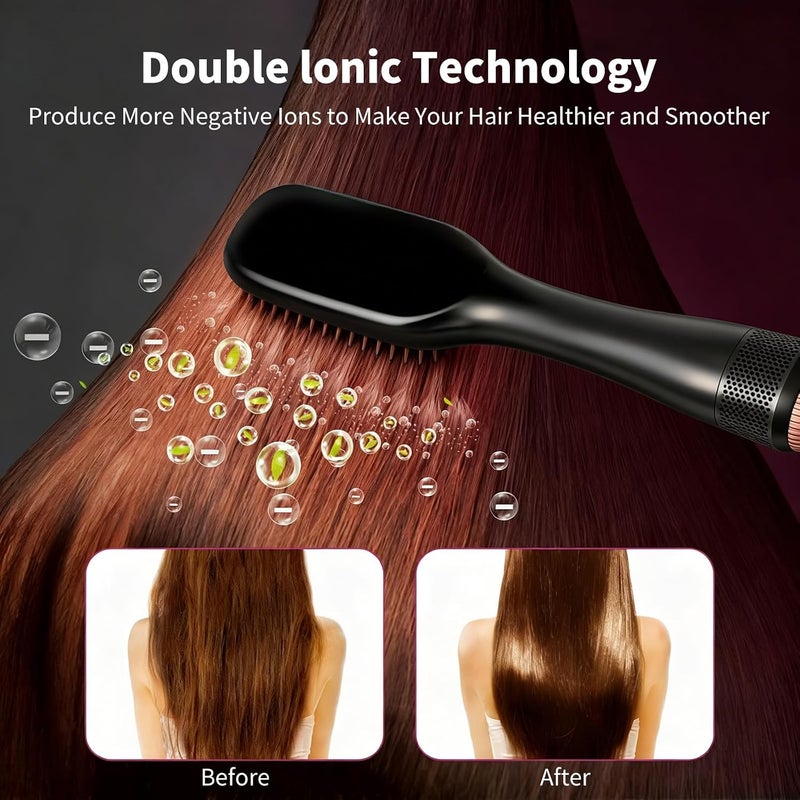 3 in 1 Hair Dryer Brush Straightener 1200W Negative Tourmaline 3 Heat/2 Speed Settings Ionic Hot Air Brush One Step Blow Dryer and Styler for Straightening Drying Smoothing (Gray) - Image 5