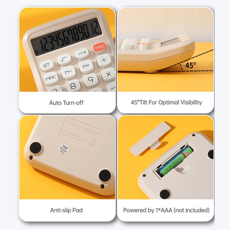 Cute Calculator 12 Digit Large LCD Display Big Round Button Gradient Candy Colored Calculator Suitable for Office School Home for Kids Students Accountant - Image 4