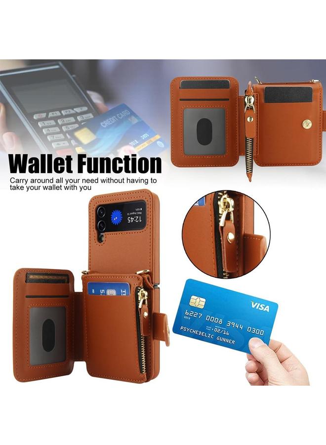 S-TOP Case For Samsung Galaxy Z Flip3 Crossbody Rhombus Wallet Bag Folding Phone Case with Lanyard - Image 5