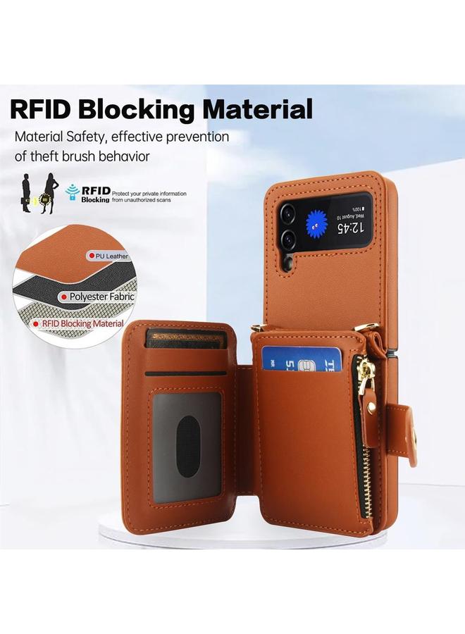 S-TOP Case For Samsung Galaxy Z Flip3 Crossbody Rhombus Wallet Bag Folding Phone Case with Lanyard - Image 4