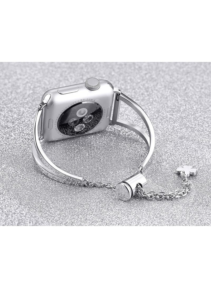 Secbolt Stainless Steel Bands Compatible with Apple Watch Band 38mm 40mm 41mm 42mm 44mm 45mm 46mm 49mm iWatch Series 11/10/9/Ultra/SE/8/7/6/5/4/3/2/1, Dressy Metal Bangle Bracelet Women - Image 5