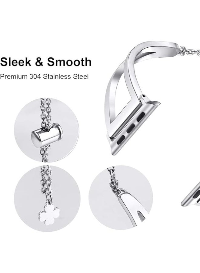 Secbolt Stainless Steel Bands Compatible with Apple Watch Band 38mm 40mm 41mm 42mm 44mm 45mm 46mm 49mm iWatch Series 11/10/9/Ultra/SE/8/7/6/5/4/3/2/1, Dressy Metal Bangle Bracelet Women - Image 2