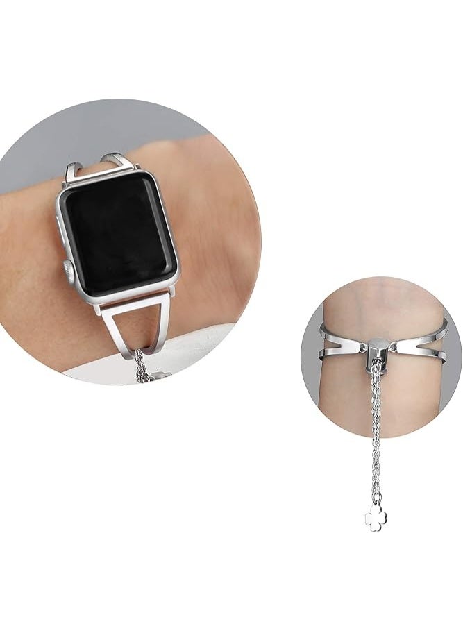 Secbolt Stainless Steel Bands Compatible with Apple Watch Band 38mm 40mm 41mm 42mm 44mm 45mm 46mm 49mm iWatch Series 11/10/9/Ultra/SE/8/7/6/5/4/3/2/1, Dressy Metal Bangle Bracelet Women - Image 3