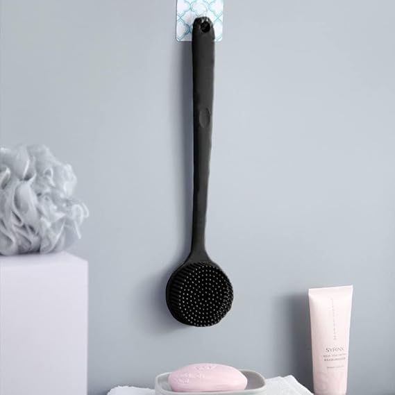 JAMBUVANTI 1Pack, Bath Brush with Long Handle, Silicone Double Sided Shower Brush, Shower Exfoliating and Massage Can Produce Rich Foam for Unisex. - Image 3