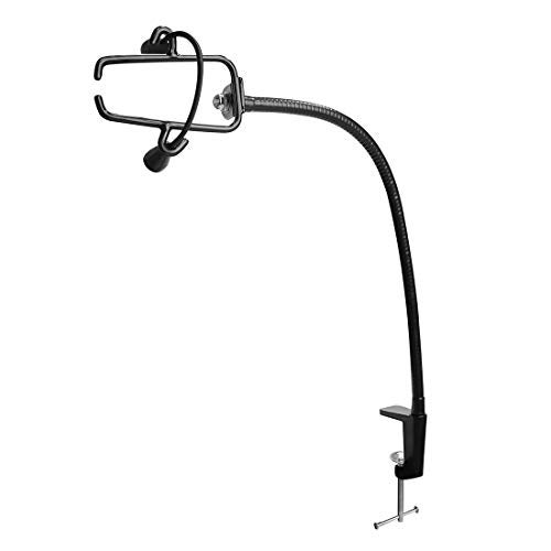 LUEXBOX Hands Free Blow Dryer Holder, Stainless Steel Hair Dryer Stand Clamp Mount for Countertop, Adjustable Hair Dryer Holder for Dog Grooming Table Arm with Clamp (Black) - Image 3