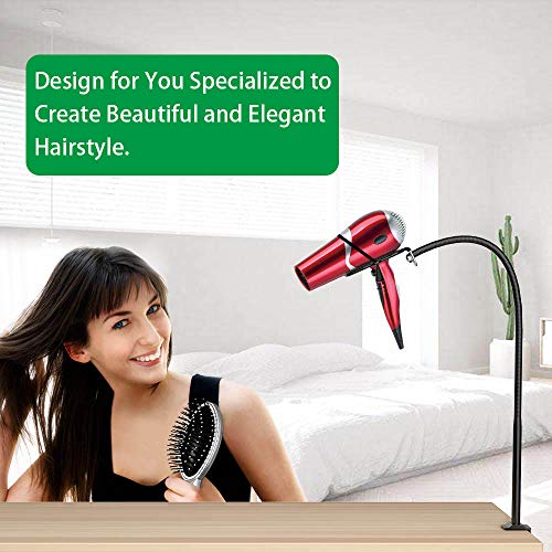 LUEXBOX Hands Free Blow Dryer Holder, Stainless Steel Hair Dryer Stand Clamp Mount for Countertop, Adjustable Hair Dryer Holder for Dog Grooming Table Arm with Clamp (Black) - Image 5