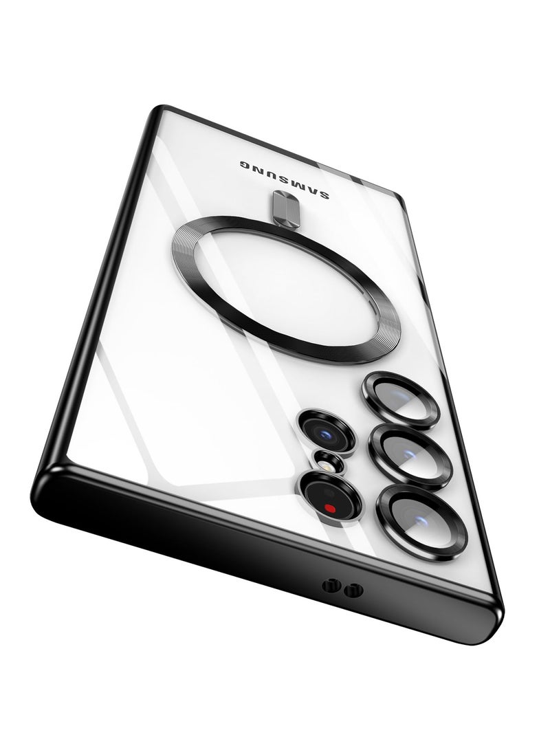 SYOSI Magnetic Case for Samsung Galaxy S24 Ultra, Magnetic Clear Case with Camera Lens Protector for Galaxy S24 Ultra, Slim Thin Soft Case Cover with Plating Anti-Scratch Full Protection (Black) - Image 1