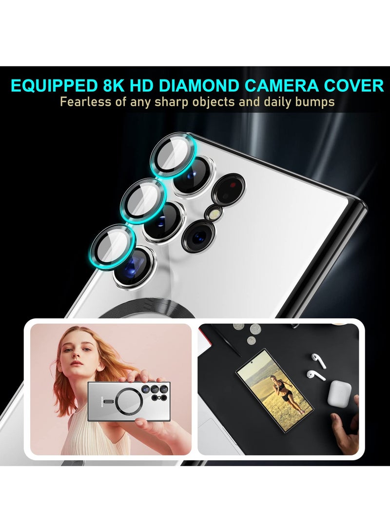 SYOSI Magnetic Case for Samsung Galaxy S24 Ultra, Magnetic Clear Case with Camera Lens Protector for Galaxy S24 Ultra, Slim Thin Soft Case Cover with Plating Anti-Scratch Full Protection (Black) - Image 3