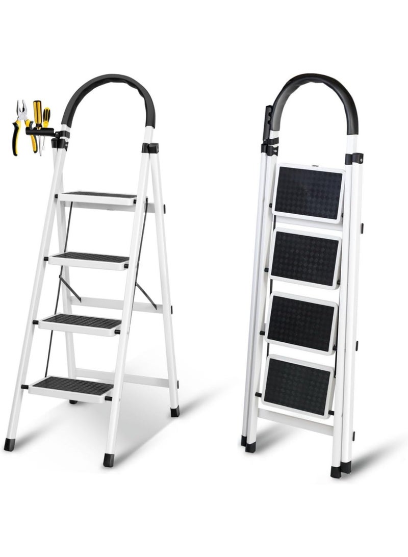 BLOOMING TIME 4 Steps Multifunction Household Indoor Folding Ladder and Storage Rack Suitable for Kitchen Home and Living Room - Image 4