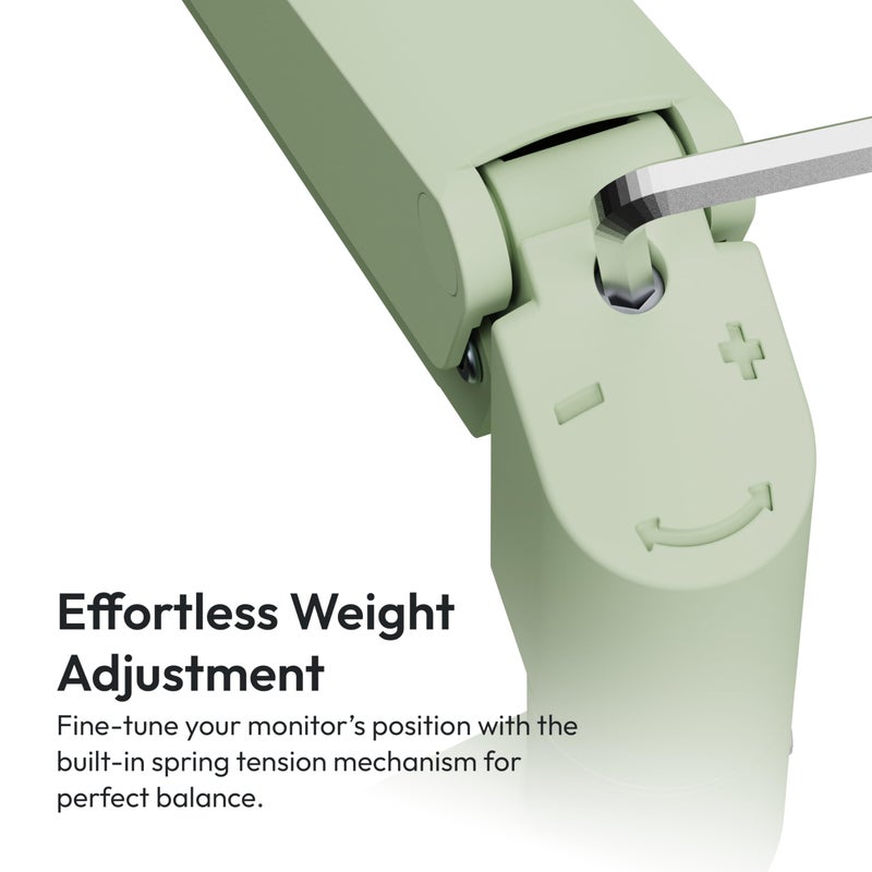 Pixio PS1S Wave Mint Green Single Monitor Arm Stand Desk Mount - Fits up to 32 inches Monitors and up to 19.8lbs. VESA Compatibility and Integrated Cable Management - Image 3