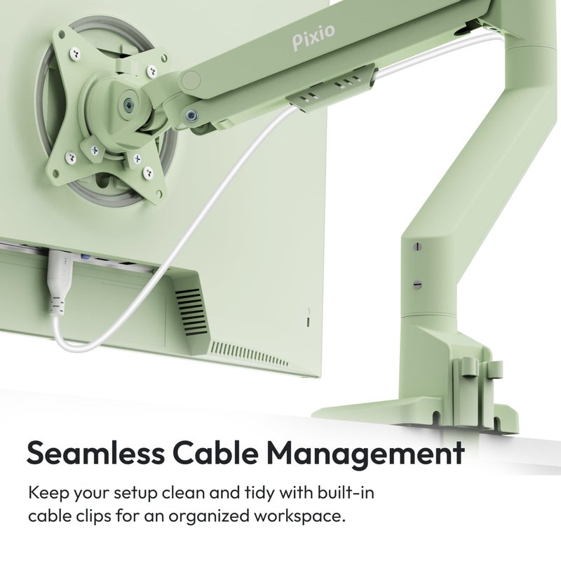 Pixio PS1S Wave Mint Green Single Monitor Arm Stand Desk Mount - Fits up to 32 inches Monitors and up to 19.8lbs. VESA Compatibility and Integrated Cable Management - Image 5