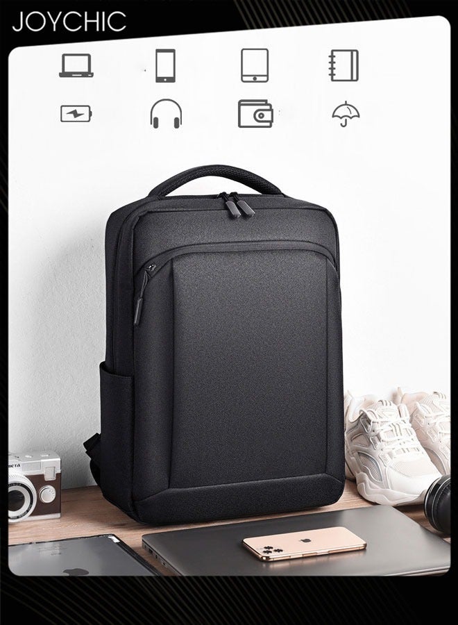 Joychic حقيبة ظهر لابتوب للسفر العملي مصنوعة من قماش أكسفورد مقاومة للماء مضادة للسرقة بسعة كبيرة حقيبة مدرسية مع منفذ شحن USB للرجال والأولاد للعمل والمدرسة والرحلات باللون الأسود - Image 3