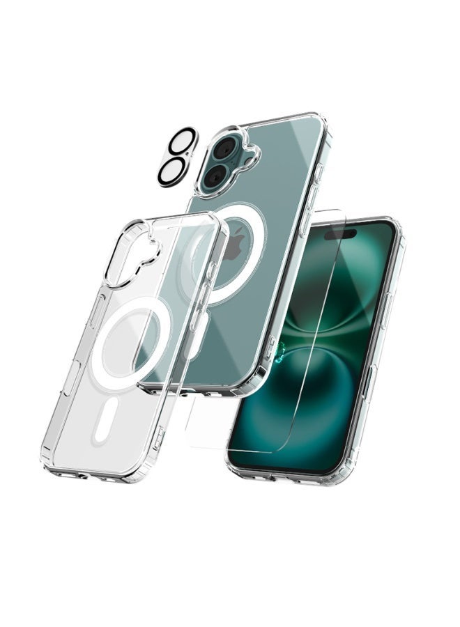 Raxoom 3-in-1 Heavy Duty Protection Magsafe Case for iPhone 16 Plus| 360Â° Anti-Shock Protection | Magsafe Cover Case | Lens Protection | 9H Glass Screen Protector - Image 1