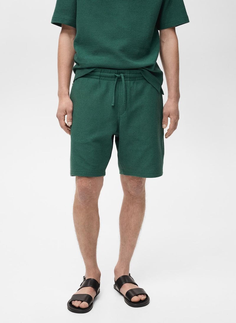 Mango Man - Drawstring Textured Bermuda Shorts - Image 1
