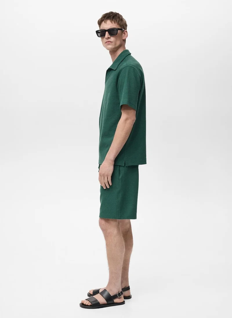مانجو مان Drawstring Textured Bermuda Shorts