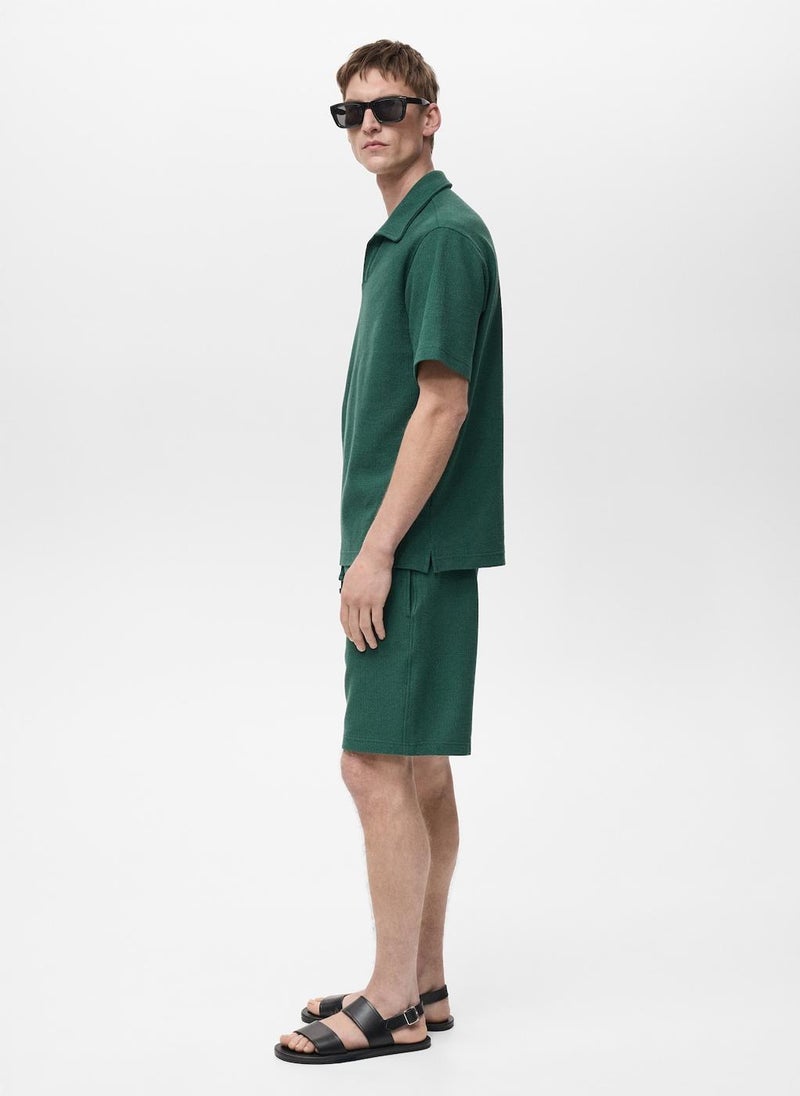 Mango Man - Drawstring Textured Bermuda Shorts - Image 1