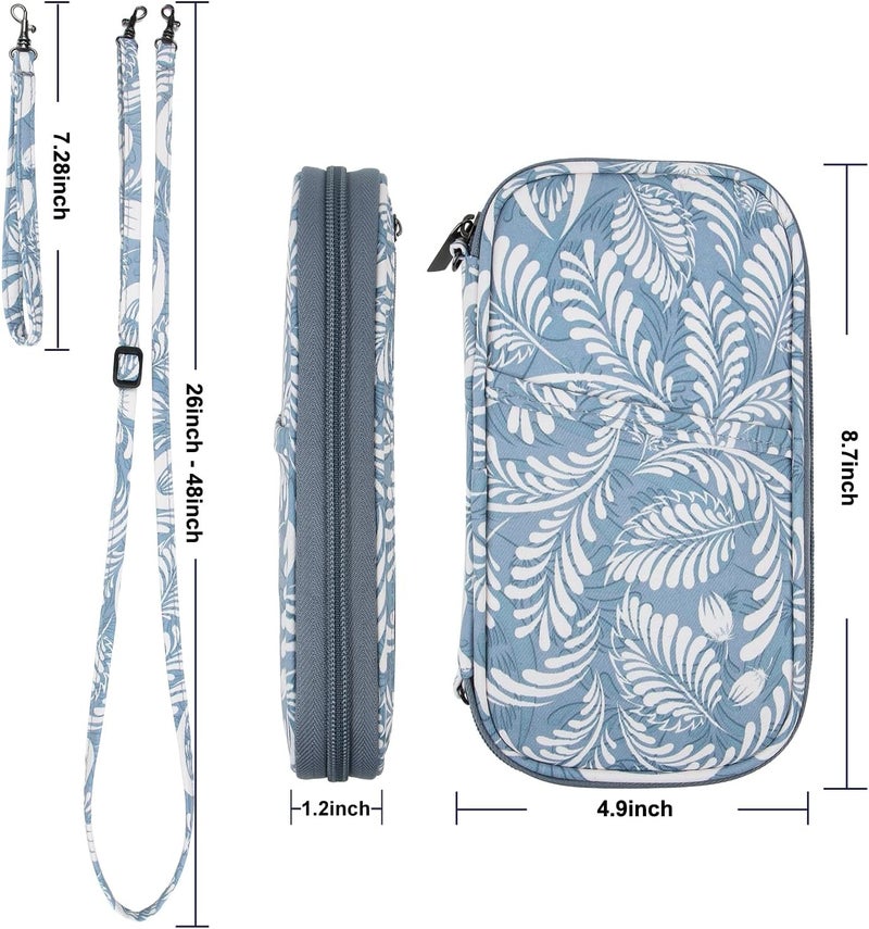 homchen RFID Passport Wallet with Vaccine Card Slot, Family Travel Passport Holder Document Organizer Bag with Wrist & Neck Double Strap - Image 2