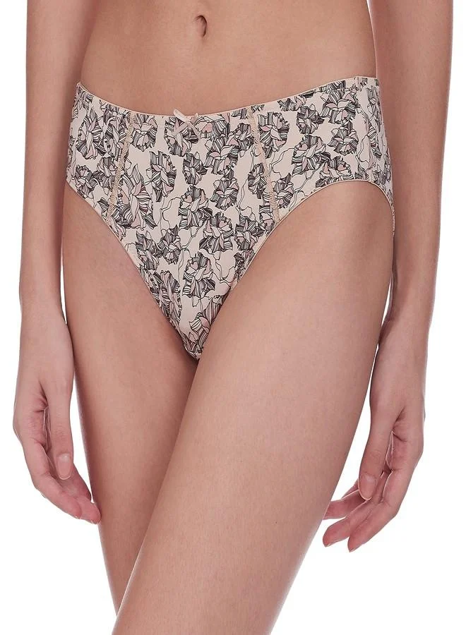 ترايامف Triumph International Women's Spandex Triumph Midnight Garden Seamless Midi Brief Regular Floral Bikini Style Underwear (Pack of 1) (756I407 S5 L_Skin-Light Combination_L)