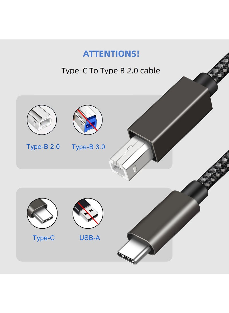 USB 2.0 Type B to Type C Male Nylon Braided Cable for laptop/printer/scanner 1.5meter/4.9ft - Image 2