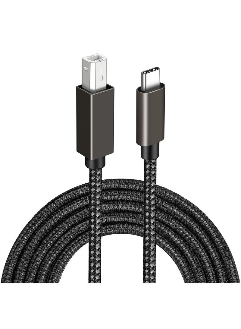 USB 2.0 Type B to Type C Male Nylon Braided Cable for laptop/printer/scanner 1.5meter/4.9ft - Image 1
