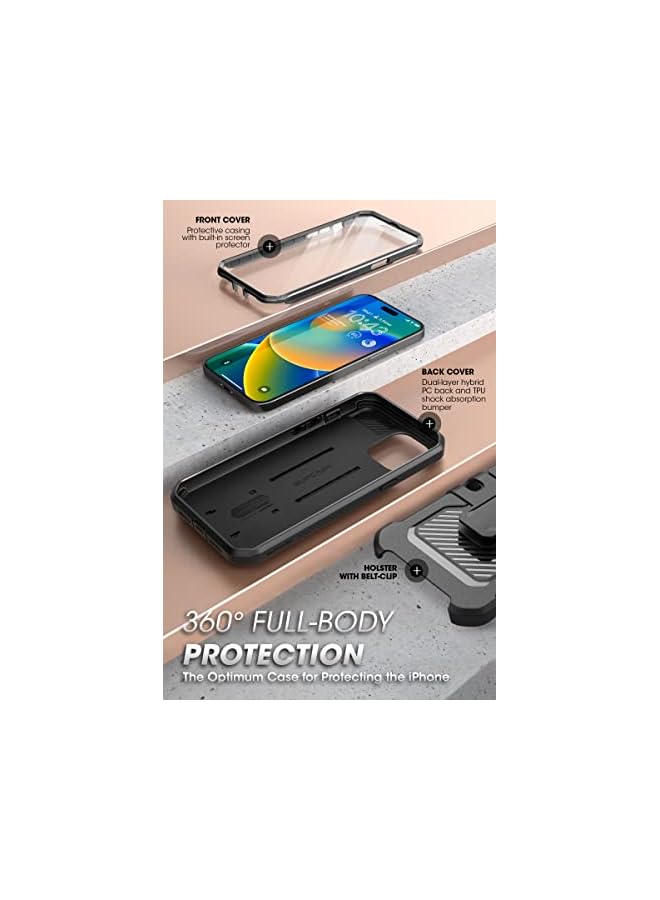 SupCase Unicorn Beetle Pro Case for iPhone 14 Pro 6.1", with Built-in Screen Protector & Kickstand & Belt-Clip Heavy Duty Rugged Case - Image 4