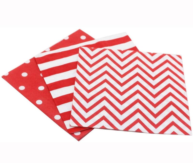 AMYESE Red Paper Napkins, Decorative and Biodegradable Napkins for Party Events 60count, folded 6.5” x 6.5”, unfolded 13” x 13” - Image 5