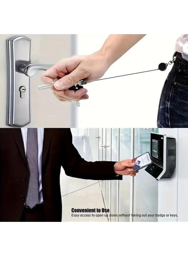 Retractable Badge Holder Keychain – Heavy-Duty Tactical ID Card Holder with 31.5” Reel, Durable Polycarbonate, Secure Clip – Black - Image 3