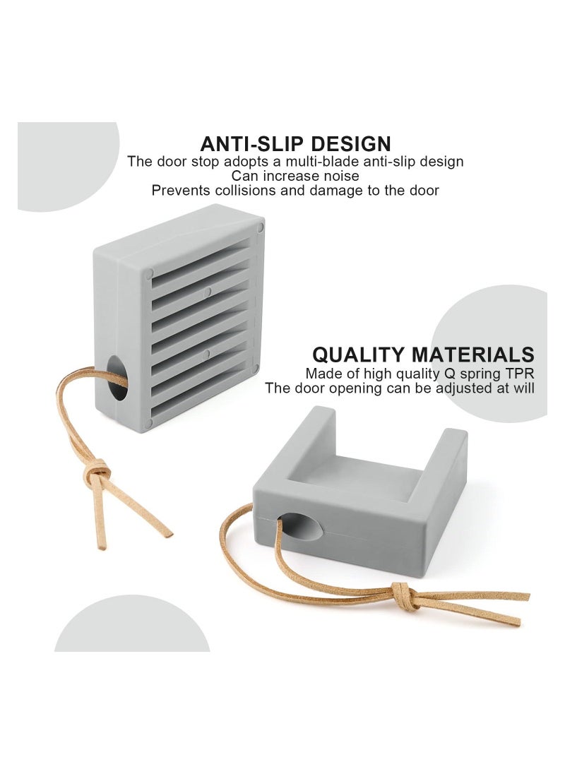 Generic - Rubber Door Wedge Anti Skid Grey Stops Adjustable Size Stop No Punch Doorstop Slip Indoors for Gaps from 5 to 20 cm - Image 1