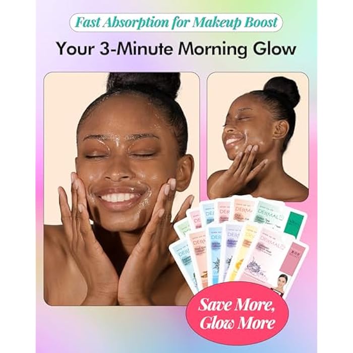 DERMAL 12 Combo Pack Collagen Essence Korean Face Mask, Hydrating & Soothing, Unisex Skin Treatment Mask - Image 3