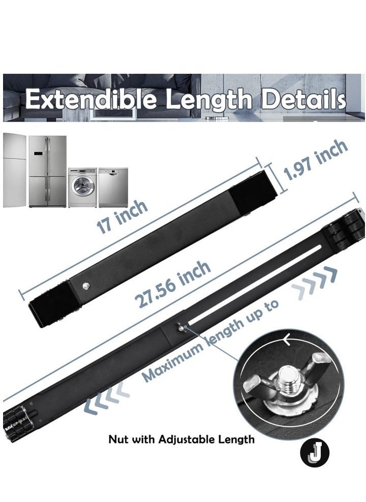 JAJEEK "Universal Extendable Furniture Appliance Rollers (4 Pack) – Heavy-Duty Mover Tools with 24 Rollers & Brakes, Strong Base for Washing Machines, Refrigerators, Dryers"  - Image 2