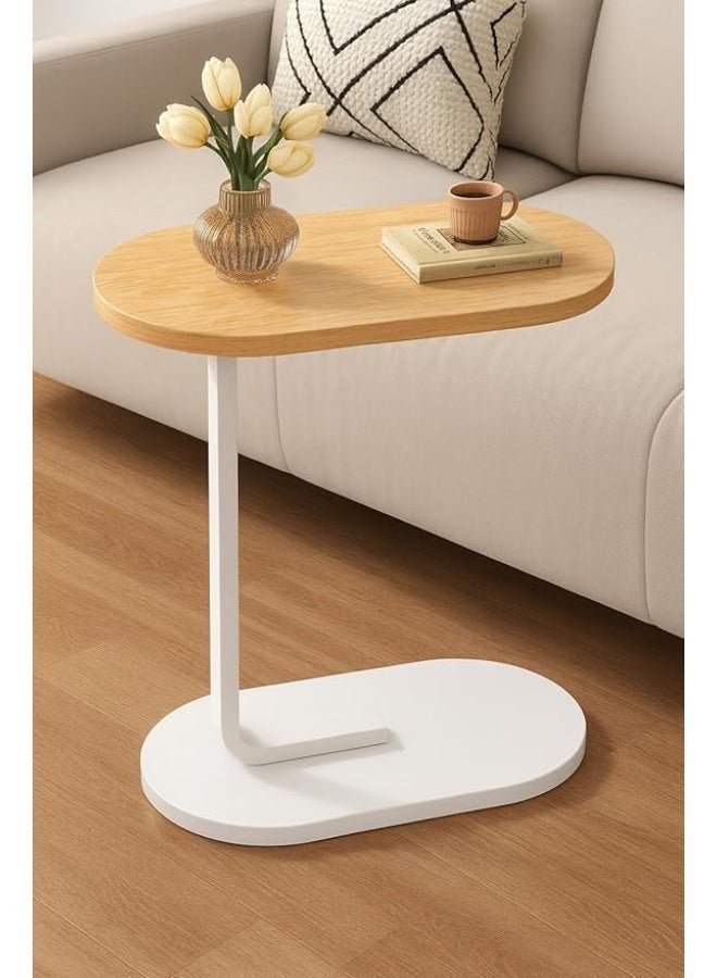 Modern Side Coffee Table Compact Living Room Accent Furniture Wooden Top Metal Stand Sofa Bedside Snack Laptop Holder Minimal Design Space Saving Home Decor Use - Image 2