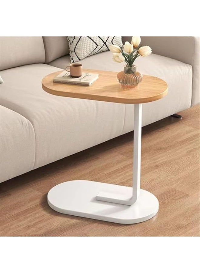 Modern Side Coffee Table Compact Living Room Accent Furniture Wooden Top Metal Stand Sofa Bedside Snack Laptop Holder Minimal Design Space Saving Home Decor Use - Image 1