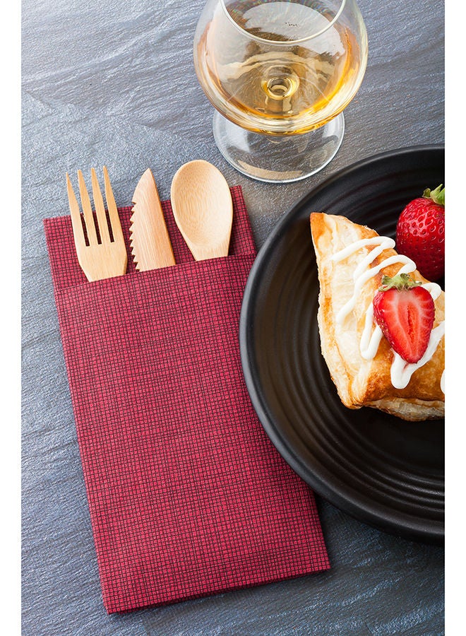 Restaurantware-Luxenap Air Laid Kangaroo Dinner Napkins - Bordeaux with Black Threads - Soft and Durable 16" x 16" Paper Napkins with Built-in Flatware Pocket - Disposable and Recyclable - 40-CT - Image 3