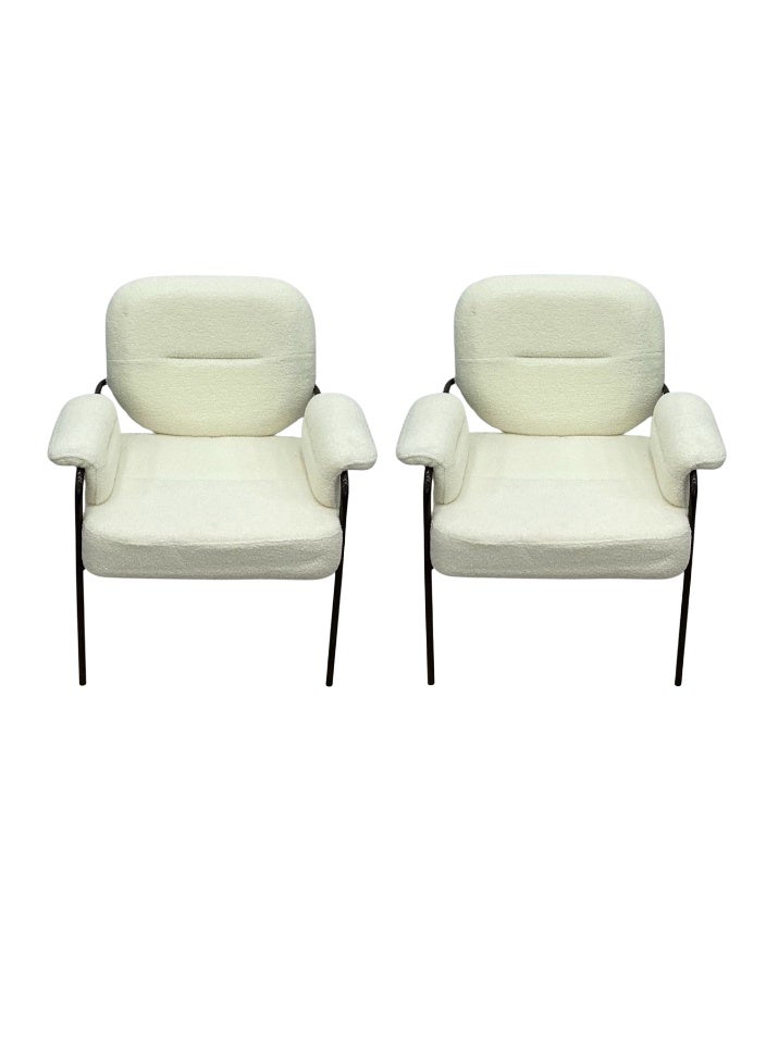 SMART HOME Modern Comfortable Padded Chair For The Living Room, Luxurious Dining Chair With A Modern And Comfortable Design - High-Quality Fabric Upholstery In White Color - Durable Metal Legs In Black - Ideal For Dining Rooms, Restaurants And Cafes  - Image 3