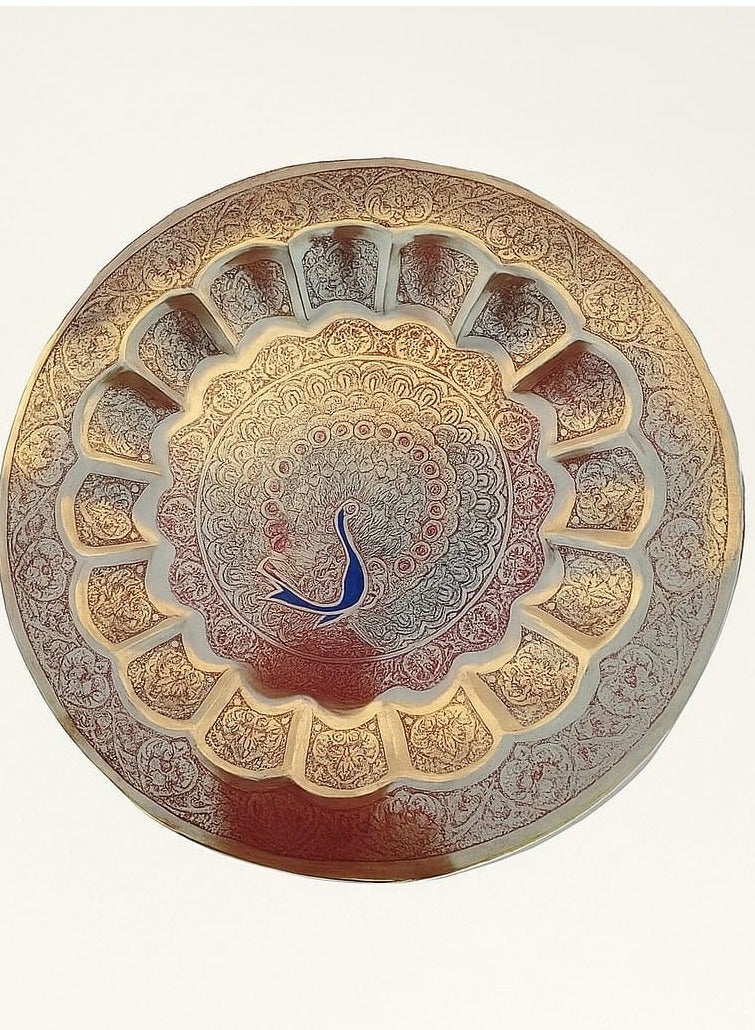 ارت لوحة جدارية أنيقة بنقشة طاووس مرسومة يدويًا | لوحة فنية جدارية مزخرفة - Image 1