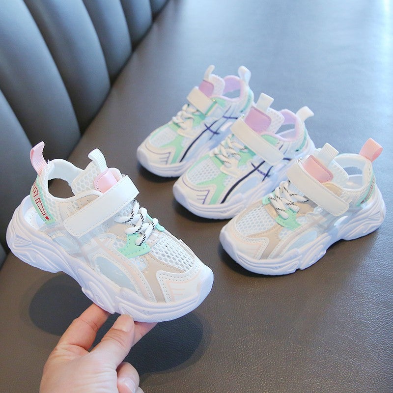 Girls' Sports Sandals Summer Children'S Shoes For Older Children, Soft-Soled Boys' Mesh Shoes With Closed-Toe Hollow Breathable Design - Image 3