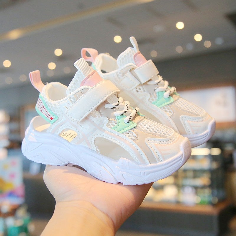 Girls' Sports Sandals Summer Children'S Shoes For Older Children, Soft-Soled Boys' Mesh Shoes With Closed-Toe Hollow Breathable Design - Image 5