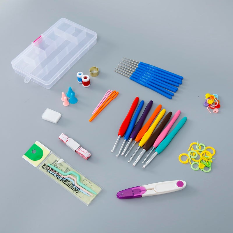Kuber Industries Kuber Industries Crochet Hook Needle Set of 53 With Case|Ergonomic Sewing Knitting Needle Kit (Transparent) - Image 5