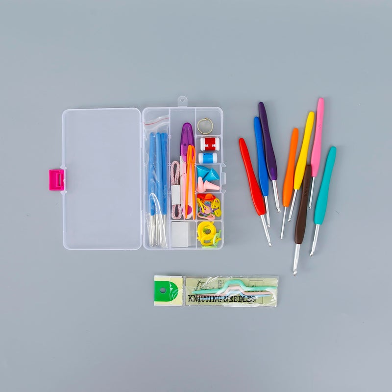 Kuber Industries Kuber Industries Crochet Hook Needle Set of 53 With Case|Ergonomic Sewing Knitting Needle Kit (Transparent) - Image 3