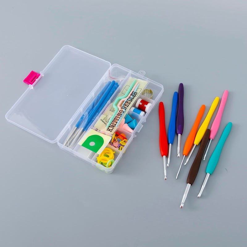 Kuber Industries Kuber Industries Crochet Hook Needle Set of 53 With Case|Ergonomic Sewing Knitting Needle Kit (Transparent) - Image 2