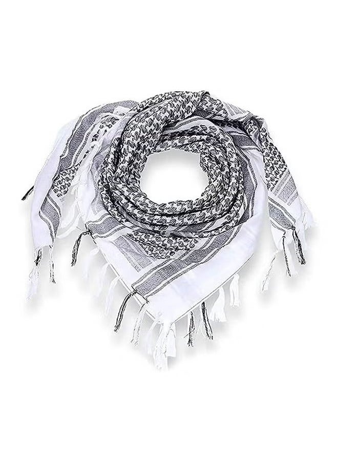 Shemagh Tactical Desert Scarf, 100% Cotton Head Neck Scarf, Head Neck Wrap Shawl with Tassel, Outdoor Kerchief for Women & Men (Black White)  - Image 2