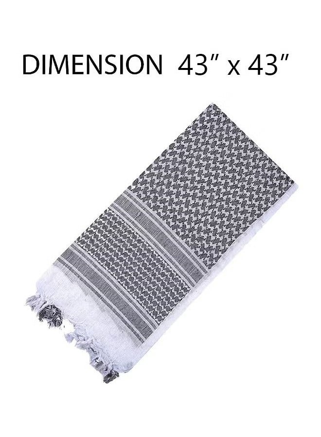 Shemagh Tactical Desert Scarf, 100% Cotton Head Neck Scarf, Head Neck Wrap Shawl with Tassel, Outdoor Kerchief for Women & Men (Black White)  - Image 3