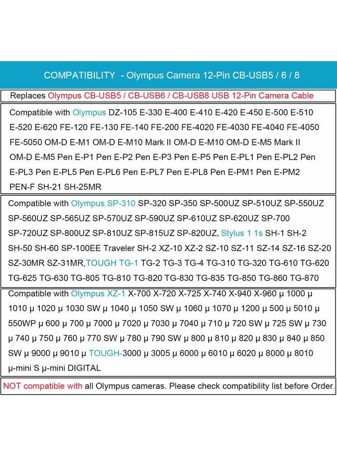 MaxLLTo Olympus Tough TG-860 TG-870 USB Cable, Extra Long 5ft 2in1 USB Data SYNC-Charge Charging Cable Cord for Olympus Stylus Tough TG 860 TG 870 Camera - Image 3