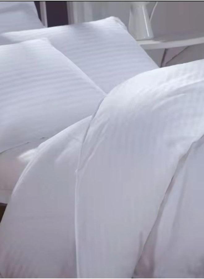 LUNA Home 6-Piece Premium Quality Super Soft Light Weight King Size Bedding Set Includes 1xDuvet Cover 220x240 cm, 1 Fitted sheet - 200*200cm+30cm, 4x Pillow Cases ,White stripe Design  - Image 2