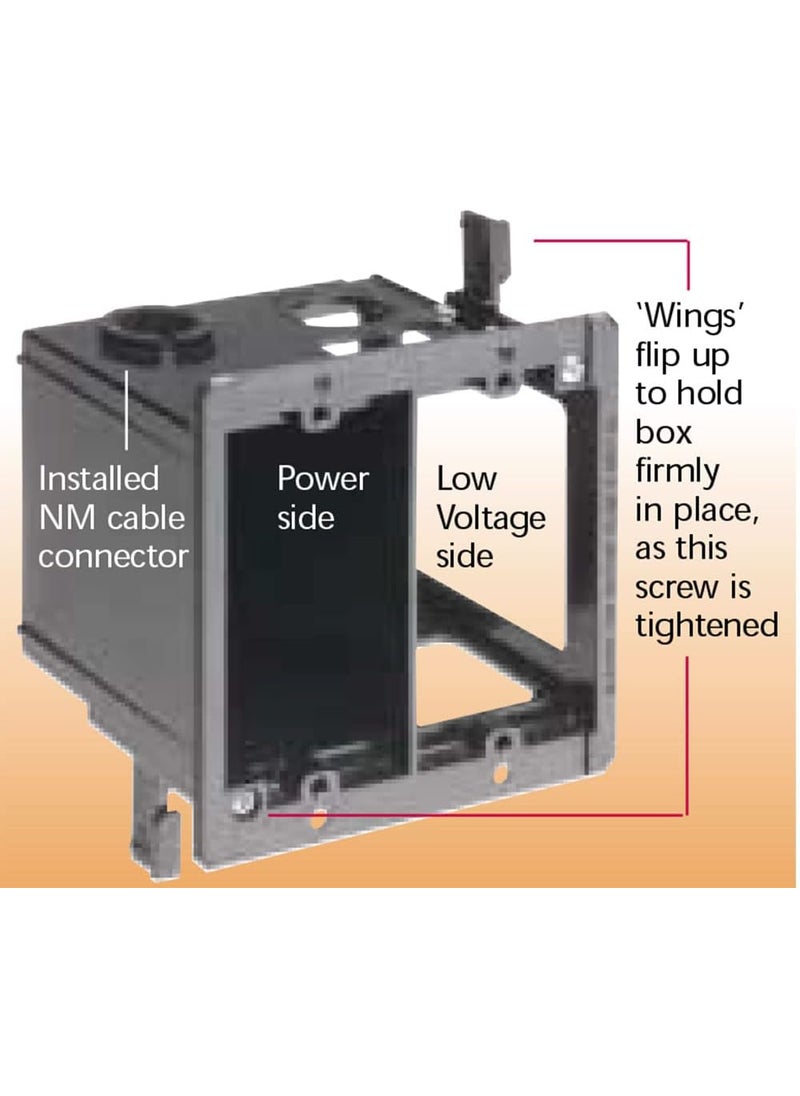 iMBAPrice iMBAPrice IMBALVDR21 2Gang Cutin Combo Electrical Power and LowVoltageOld Work Box for Existing Construction 1Pack  - Image 2