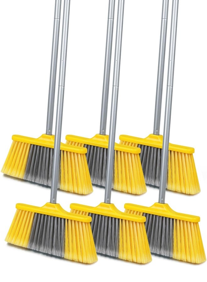 TreeLen 6 Pack Soft Bristle Indoor Brooms with 55" Long Handle, Heavy Duty Sweeping Broom for Hardwood Floors, Tile, Kitchen, Lobby, Office, Garage & Indoor Floor Cleaning - Image 1
